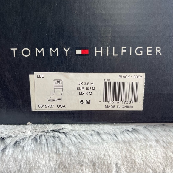 Tommy Hilfiger Black Rubber Rain Boots Women size 6M - Picture 15 of 16